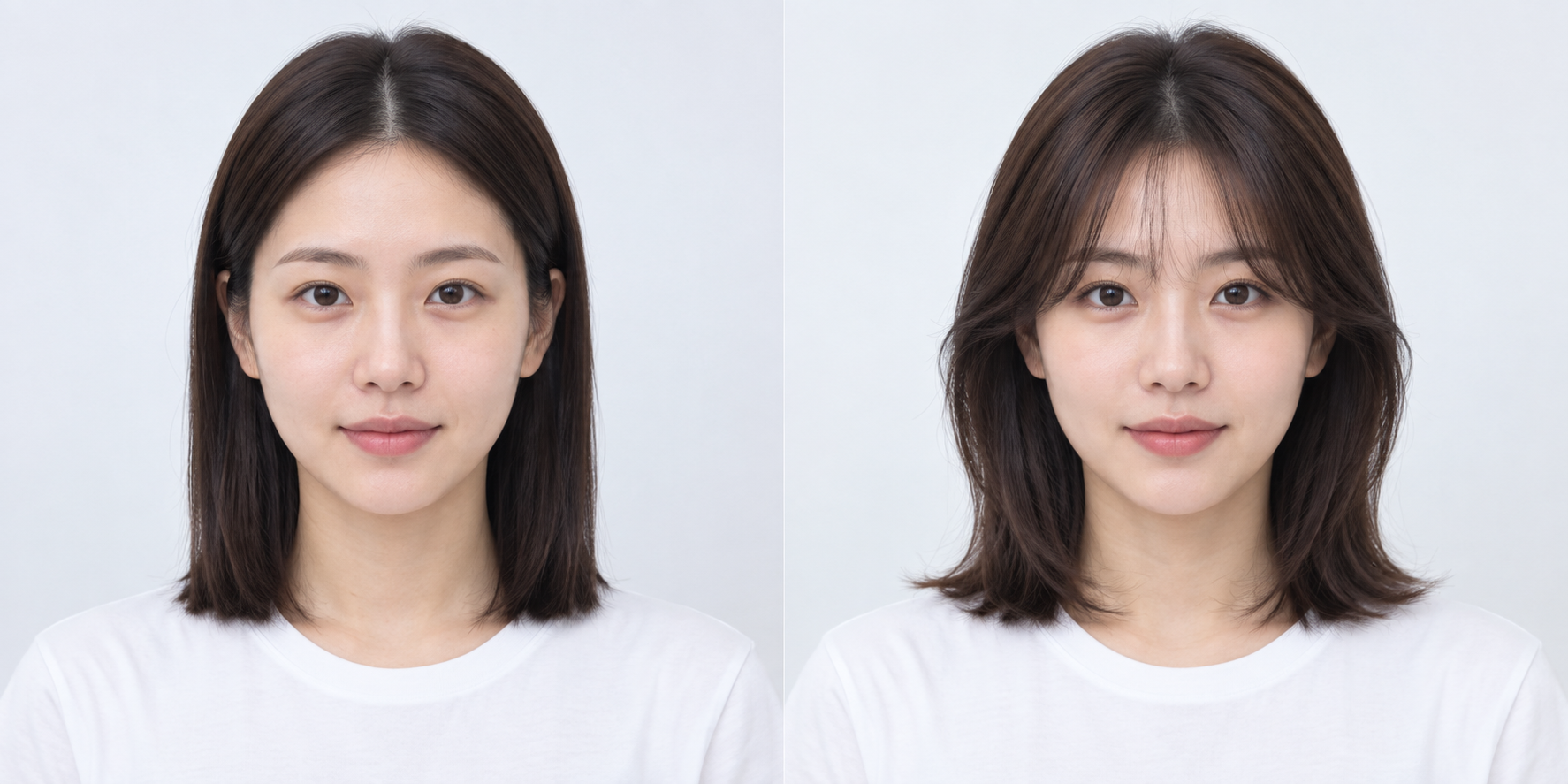 A side-by-side hair styling preview